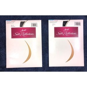 Pantyhose 2 Hanes Silk Reflections Control Top Sandalfoot #717 Sz AB Barely BLK